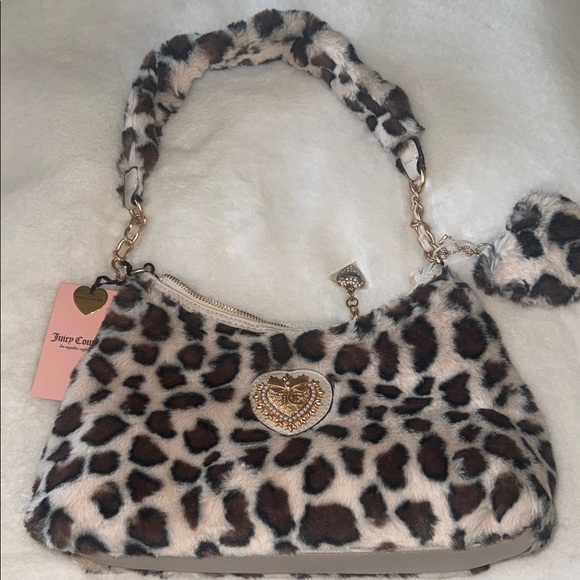 Juicy Couture Furry Leopard Print Tote Bag - Picture 1 of 11